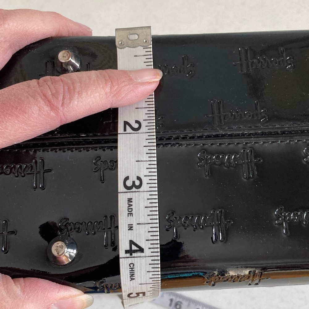 Harrods of London Shiny Patent Black Logo Tote - Picture 8 of 9